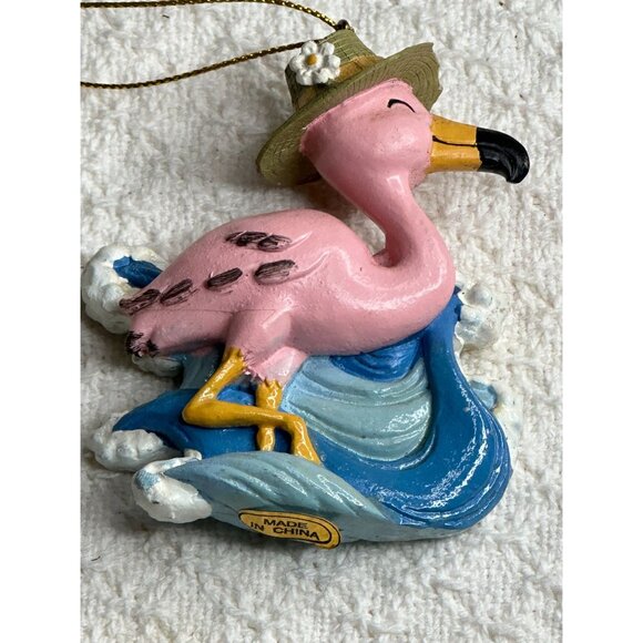 Pink Flamingo Beach Waves Christmas Tree Ornament Figurine Friend Congratulation - Picture 2 of 6